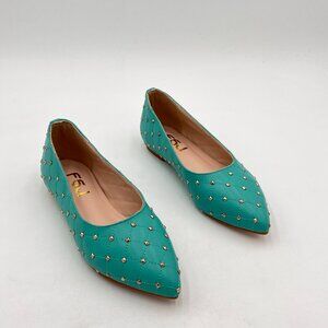 FSJ Women Fashion Studded Flat Loafers Shoes point Toe Comfortable Slip On Rivet
